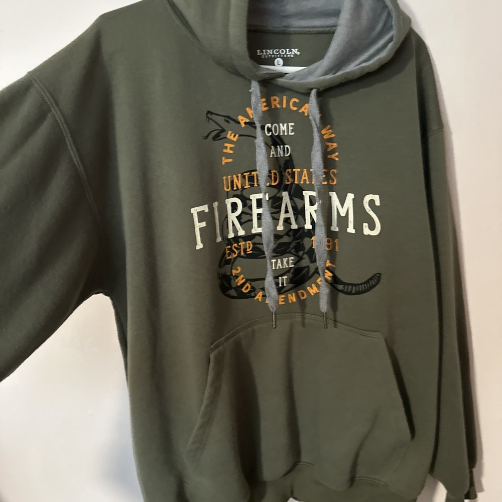 Lincoln Outfitters L Hoodie 2nd Amendment The American Way Firearms‎ 1791 Green - Picture 5 of 8